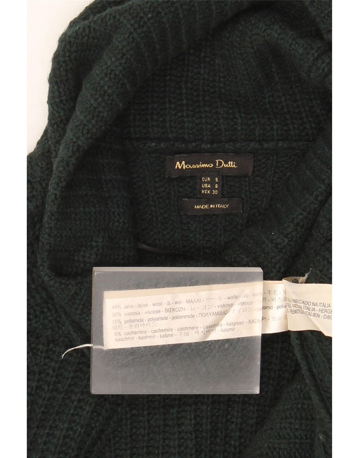Massimo Dutti Dame Rullehals Sweater UK 10 Lille Grøn Uld