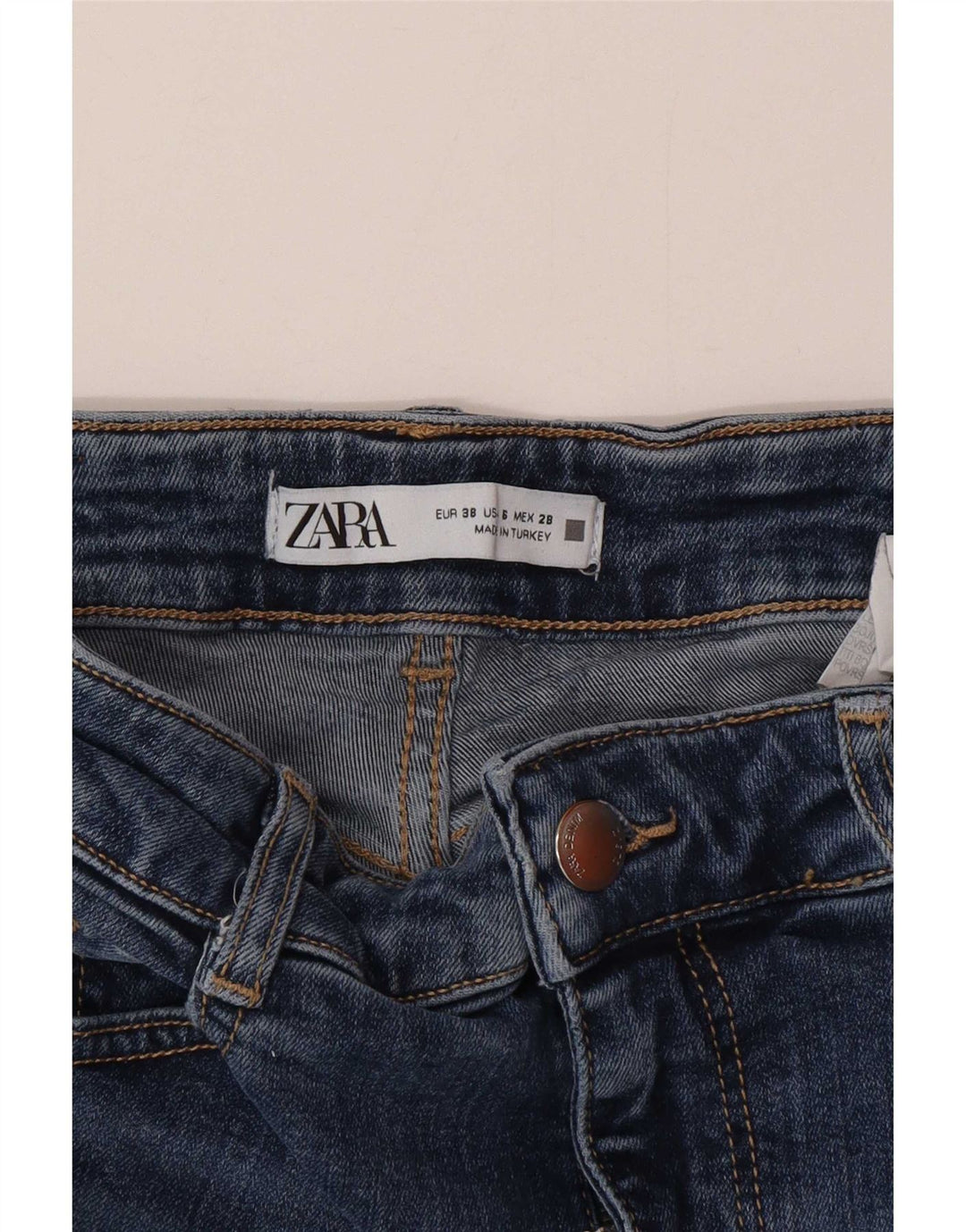 Zara Dame Flared Jeans EU 38 Small W28 L32 Blå Bomuld