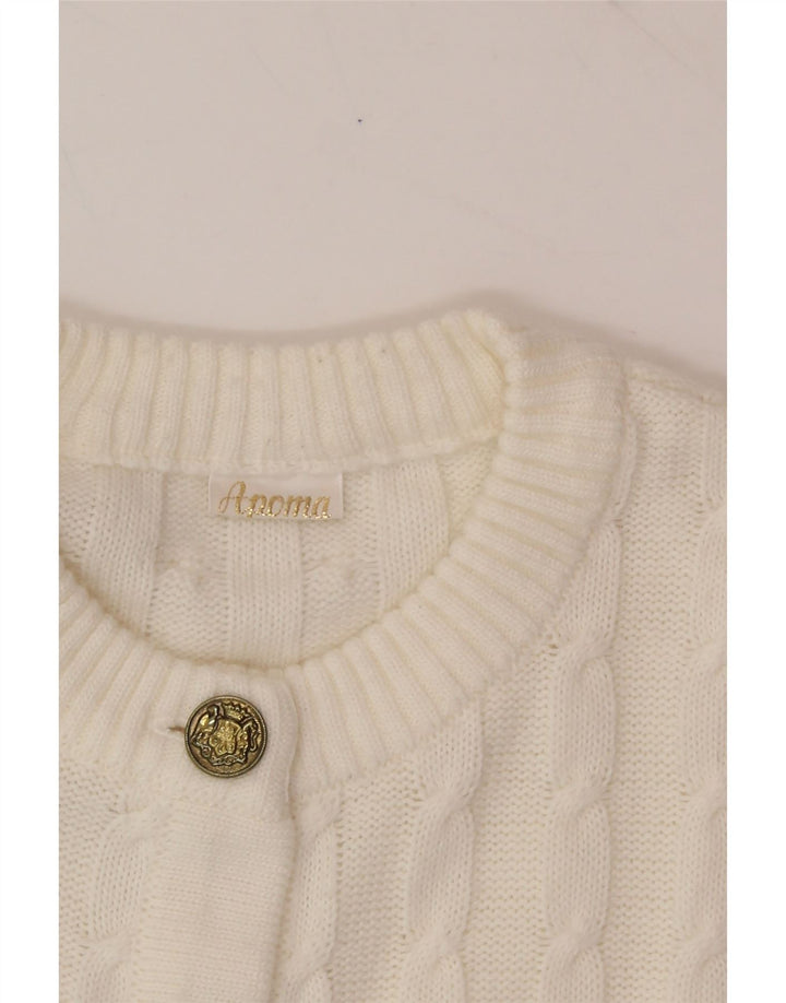 VINTAGE Womens Oversized Cardigan Sweater IT 42 Medium White Polyester Vintage Vintage and Second-Hand Vintage from Messina Hembry 
