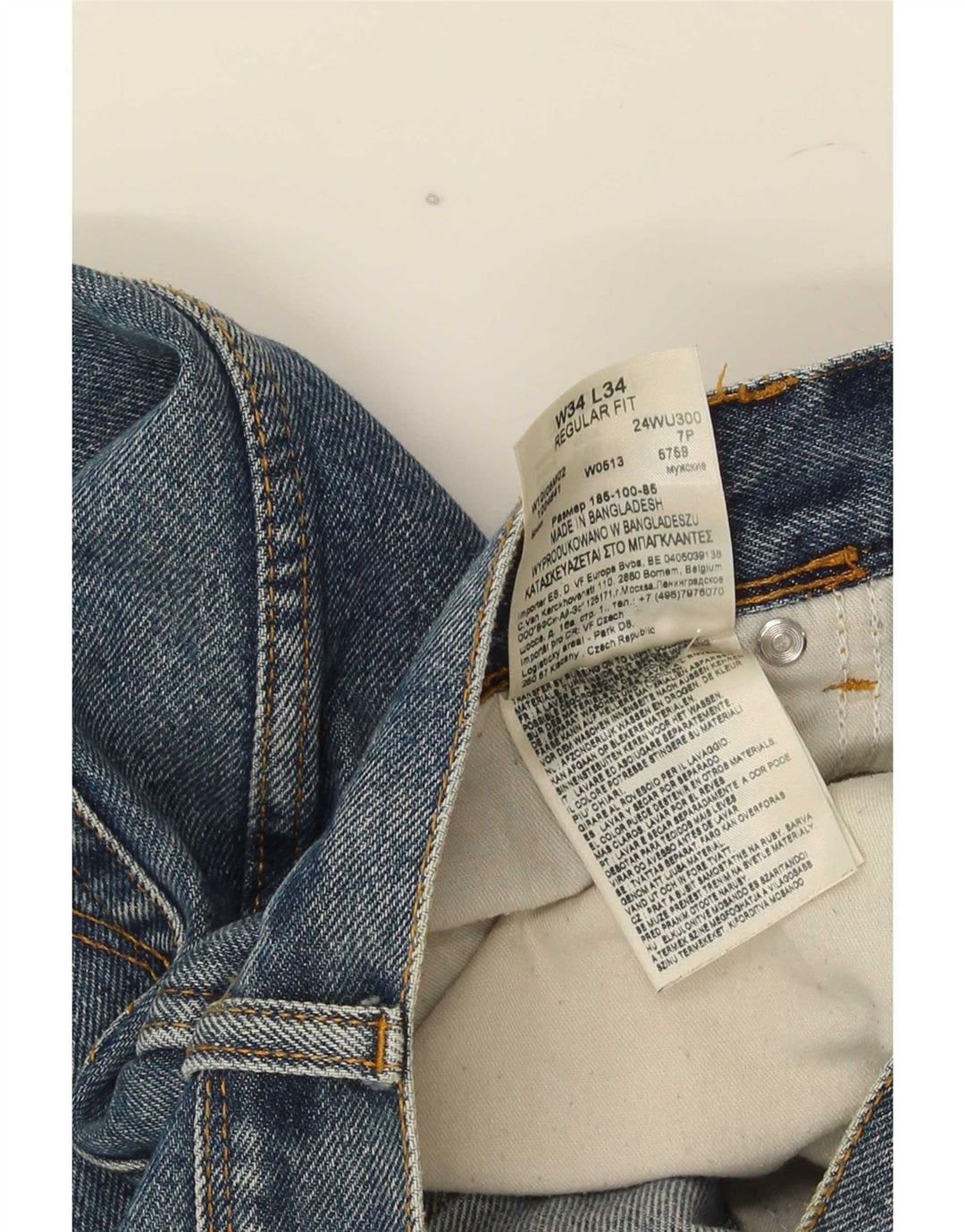 Wrangler Herre Regular Fit Straight Jeans W34 L34 Blå Bomuld