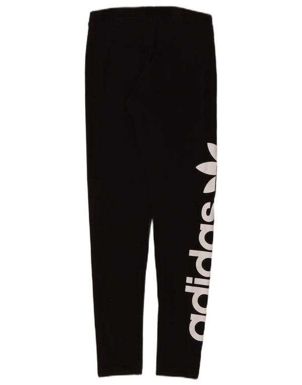 Adidas Dame Grafiske Leggings UK 10 Small Black Bomuld