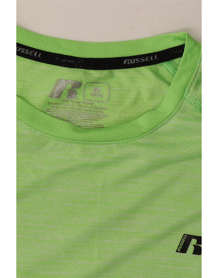 RUSSELL ATHLETIC Mens Dri-Power T-Shirt Top Medium Green Polyester Vintage Russell Athletic and Second-Hand Russell Athletic from Messina Hembry 