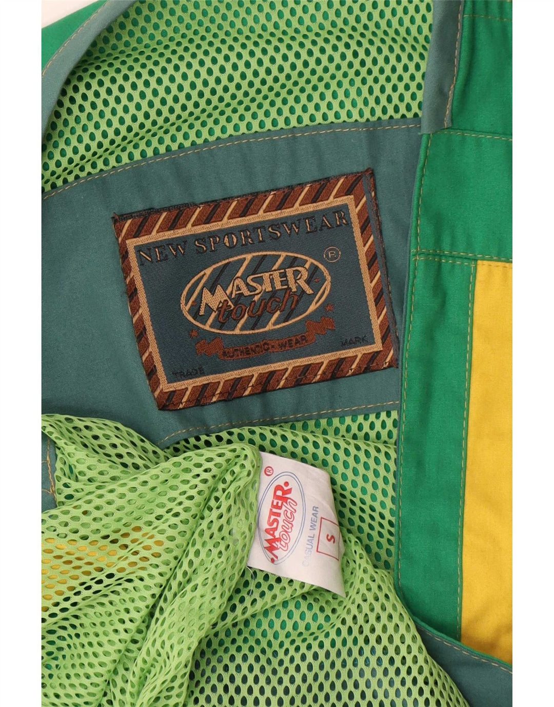 Master Mens Gilet UK 40 Large Green Colourblock Cotton