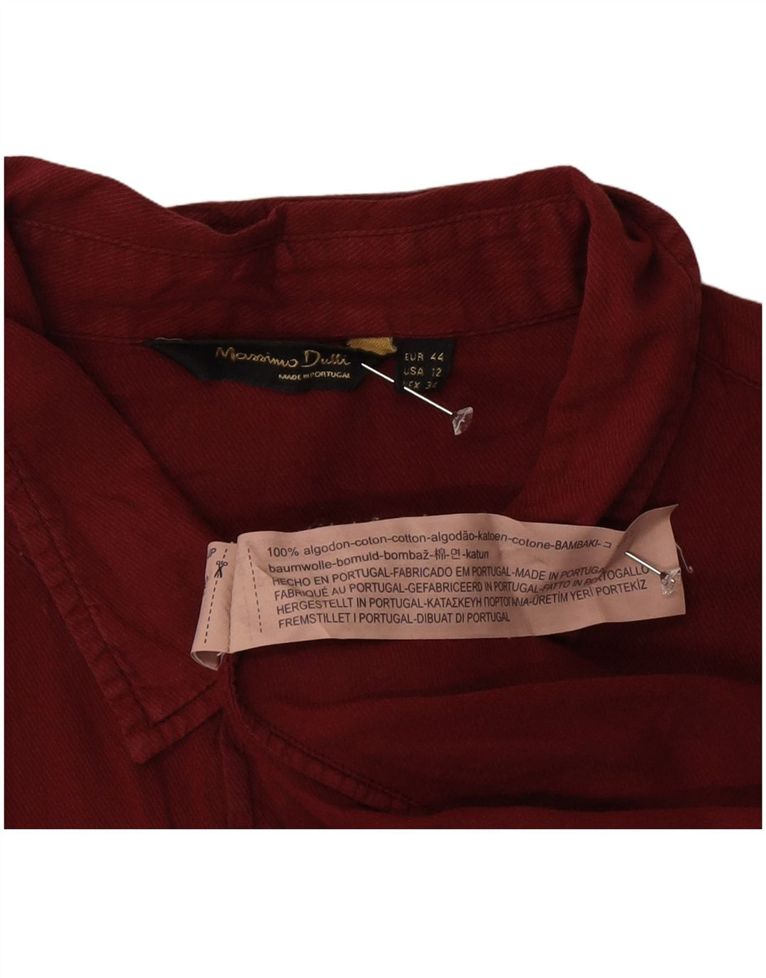 Massimo Dutti Dameskjorte EU 44 XL Bourgogne bomuld