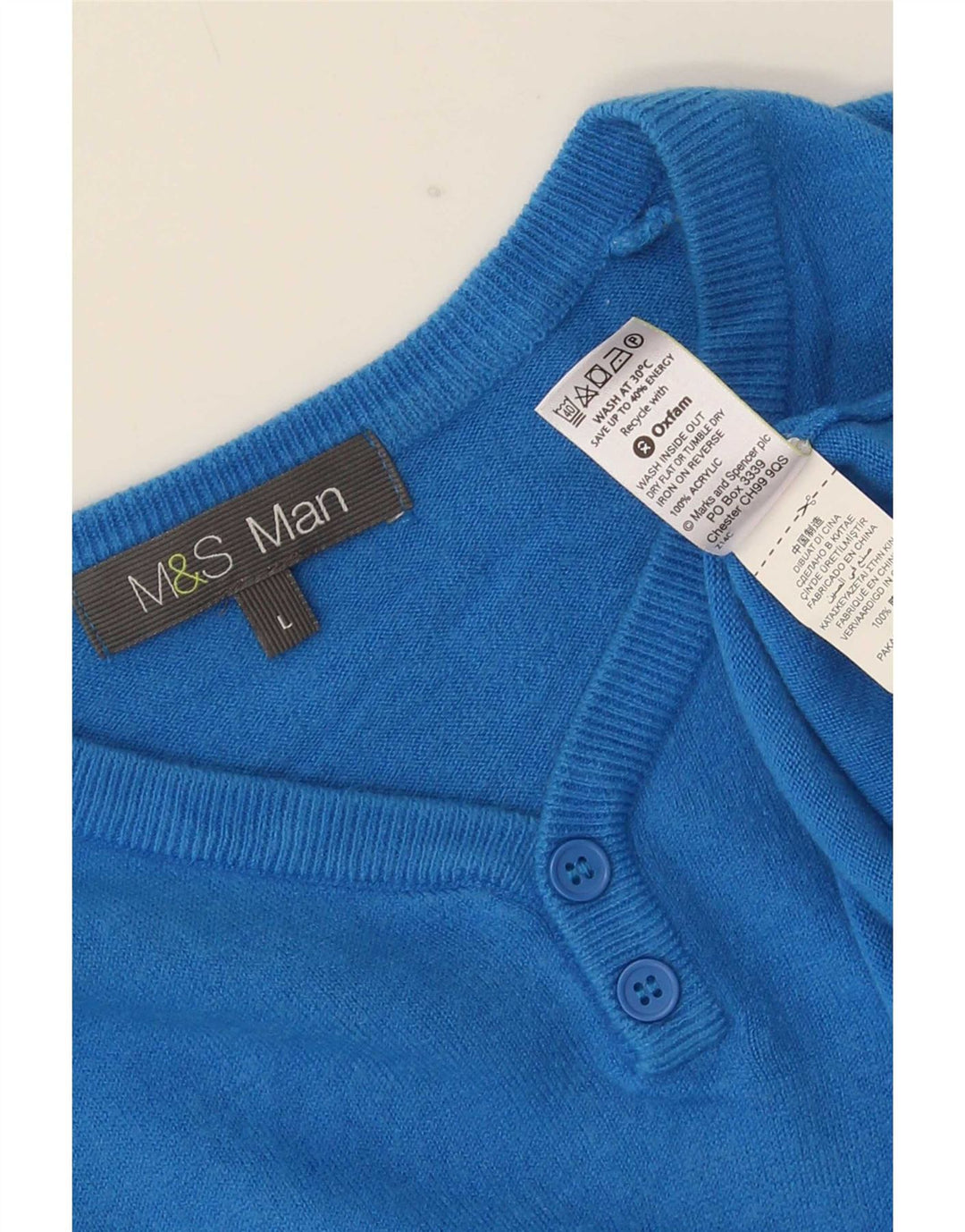 Marks & Spencer Herre V-hals sweater Stor blå akryl