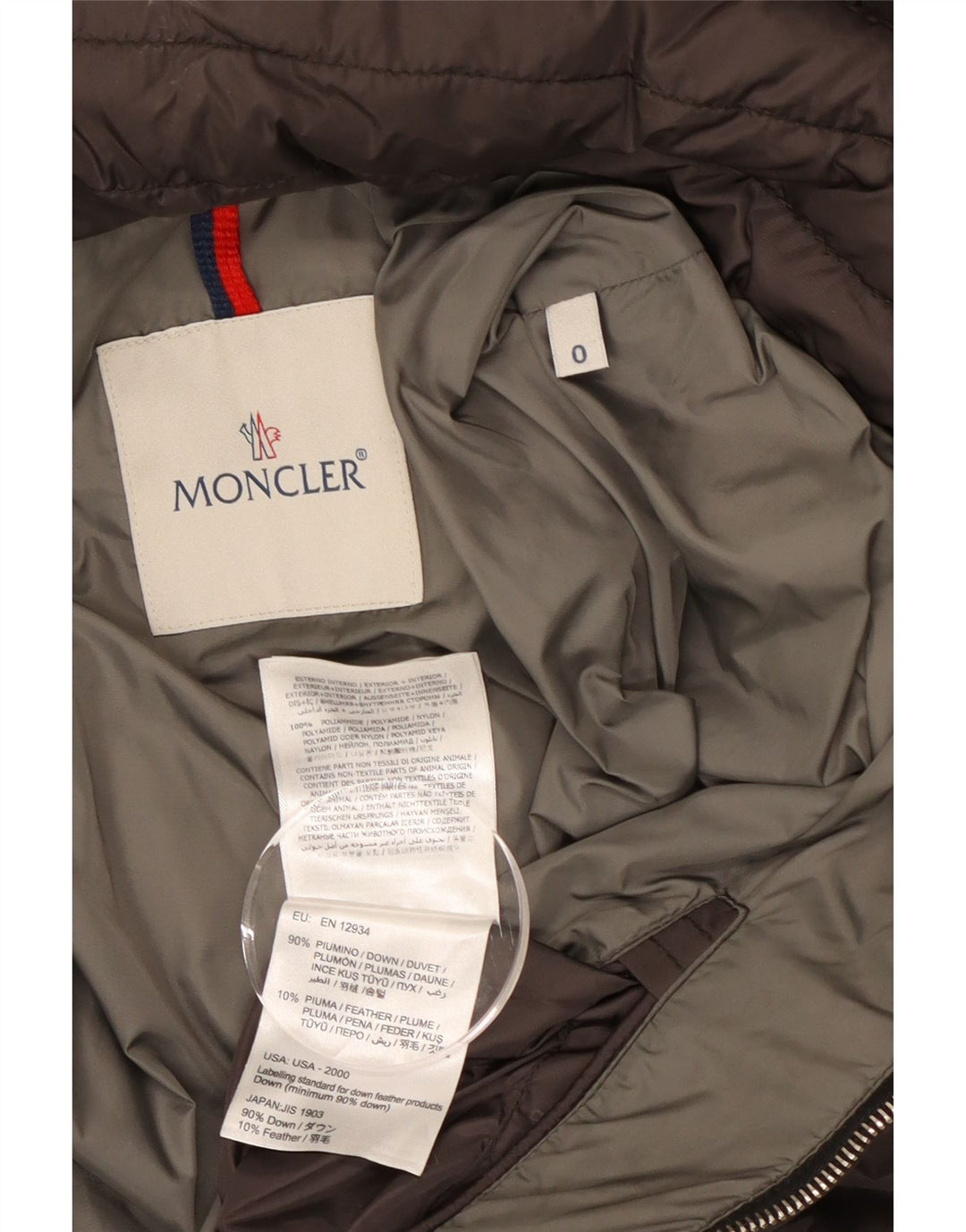 Moncler Dame Hætte Polstret Jakke Størrelse 0 XS Grå Polyamid