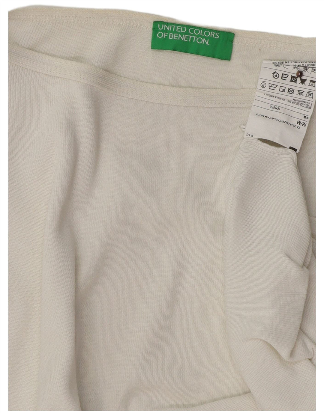 BENETTON Dame Oversized Boat Neck Jumper Sweater UK 14 Medium White