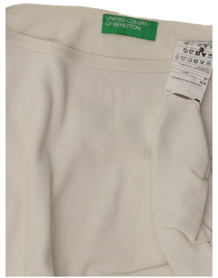 BENETTON Dame Oversized Boat Neck Jumper Sweater UK 14 Medium White