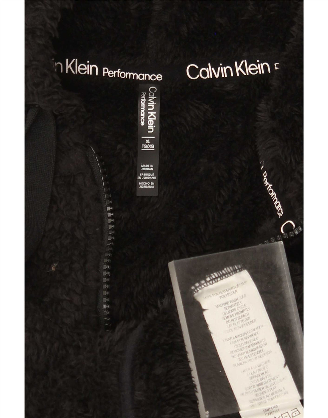 Calvin Klein Dame Hætte Oversized Fleecejakke UK 18 XL Sort Polyester