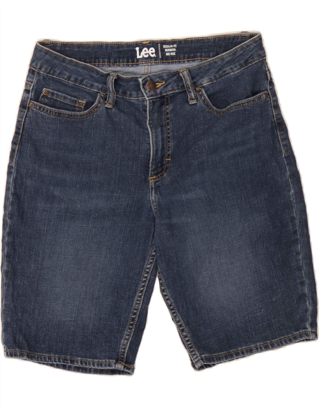 LEE Womens Bermuda Mid Rise Regular Fit Denim Shorts US 10 Large W32  Blue Vintage Lee and Second-Hand Lee from Messina Hembry 