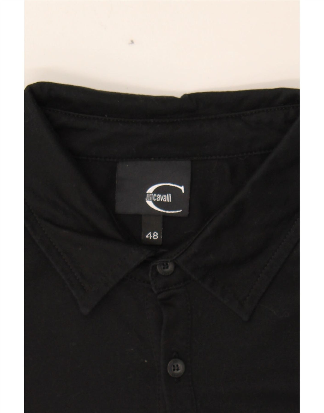 JUST CAVALLI Womens Polo Shirt IT 48 XL Black Cotton Vintage Just Cavalli and Second-Hand Just Cavalli from Messina Hembry 