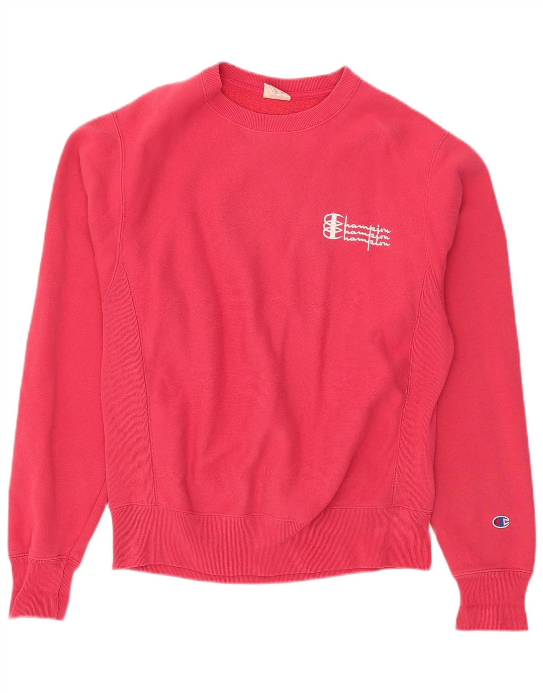 Champion Womens Oversized Sweatshirt Jumper UK 10 Small Pink Bomuld