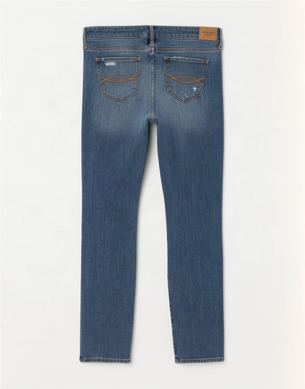 Abercrombie & Fitch Dame Distressed Slim Jeans US 6 Medium W28 L28 Blue