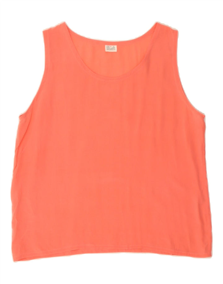 VINTAGE Womens Sleeveless Blouse Top UK 14 Medium Orange Silk Vintage Vintage and Second-Hand Vintage from Messina Hembry 