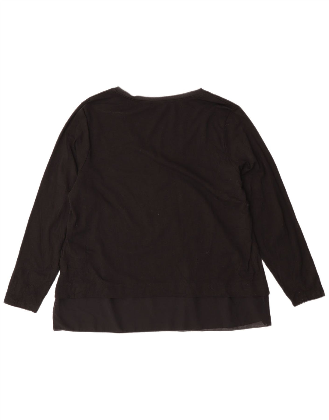 Fiorella Rubino Dame Grafisk Top Langærmet UK 14 Medium Sort Bomuld