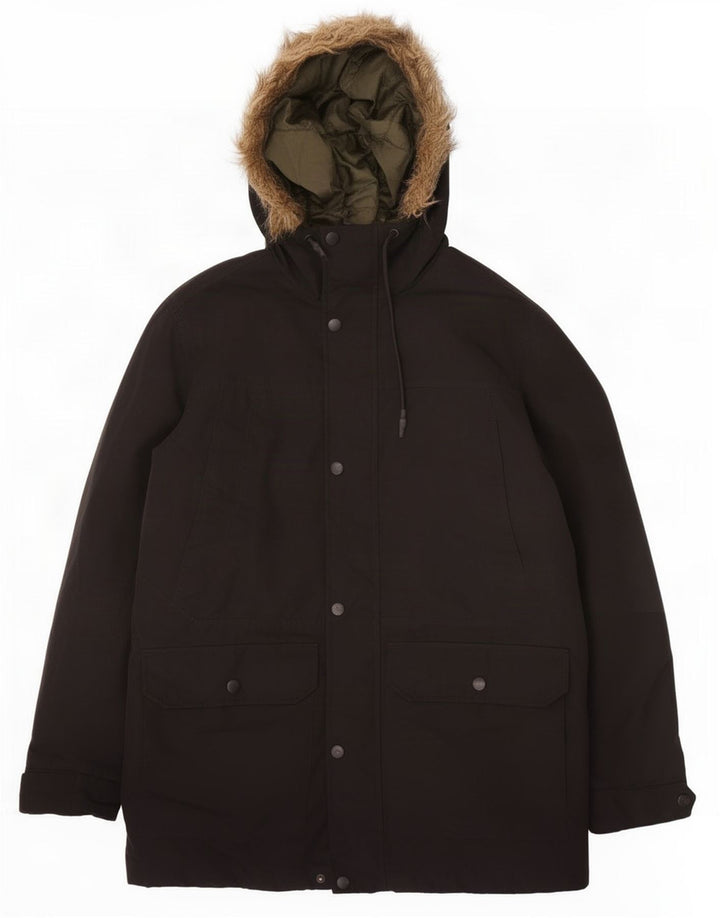 Jack & Jones Herre Hooded Parka Jacket UK 38 Medium Black Polyester