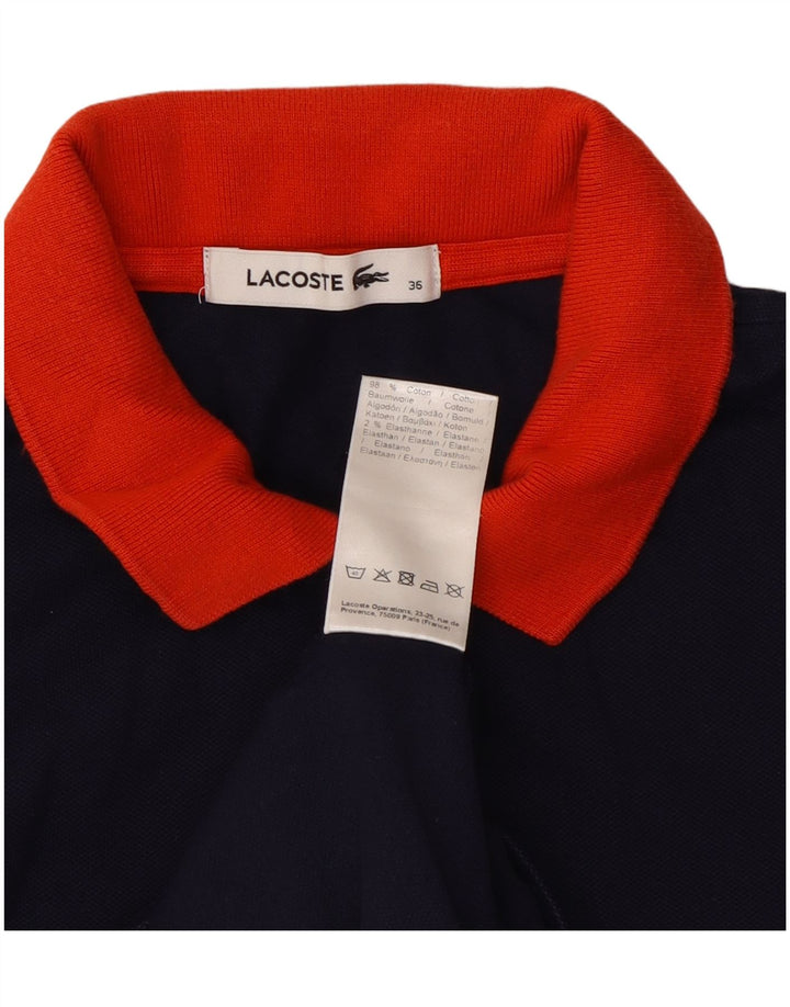 LACOSTE Womens Polo Shirt Size 36 Small Navy Blue Cotton