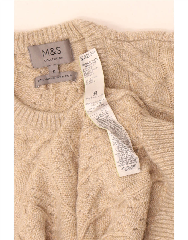 Marks & Spencer Herre sweater med rund hals, lille beige polyamid