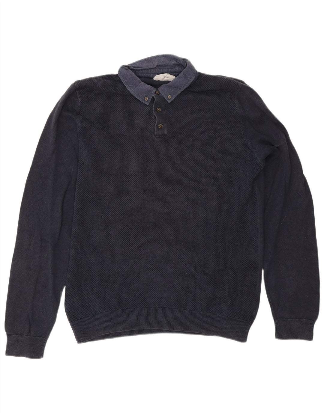 MARKS & SPENCER Herre Polo Neck sweater Medium Navy Blue