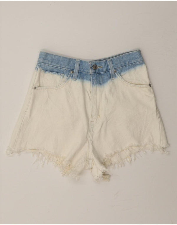 Levi's højtaljede denimshorts til kvinder W27 Small White Colourblock Bomuld