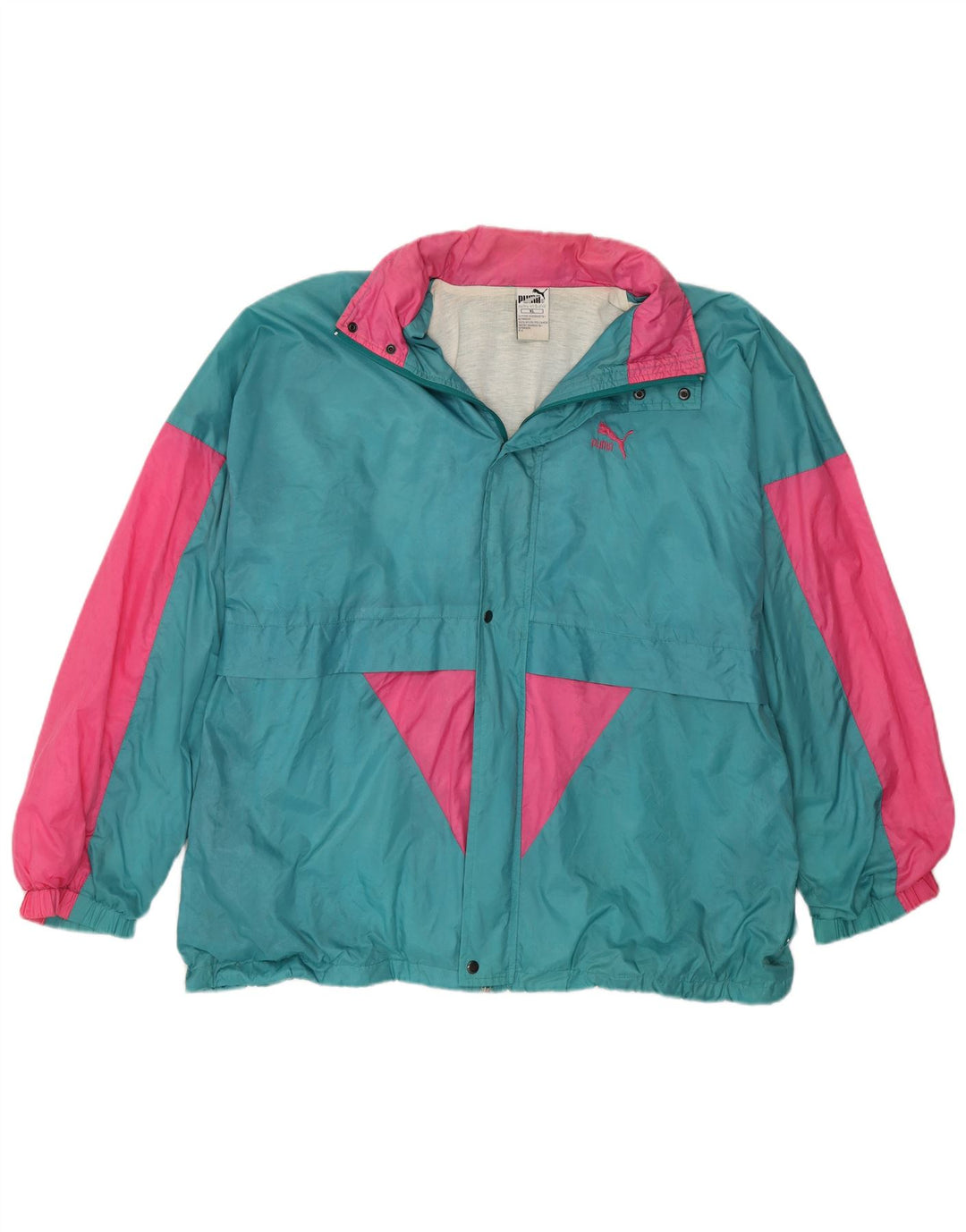 PUMA Regnjakke med hætte til mænd UK 42 XL Blå Colourblock Nylon