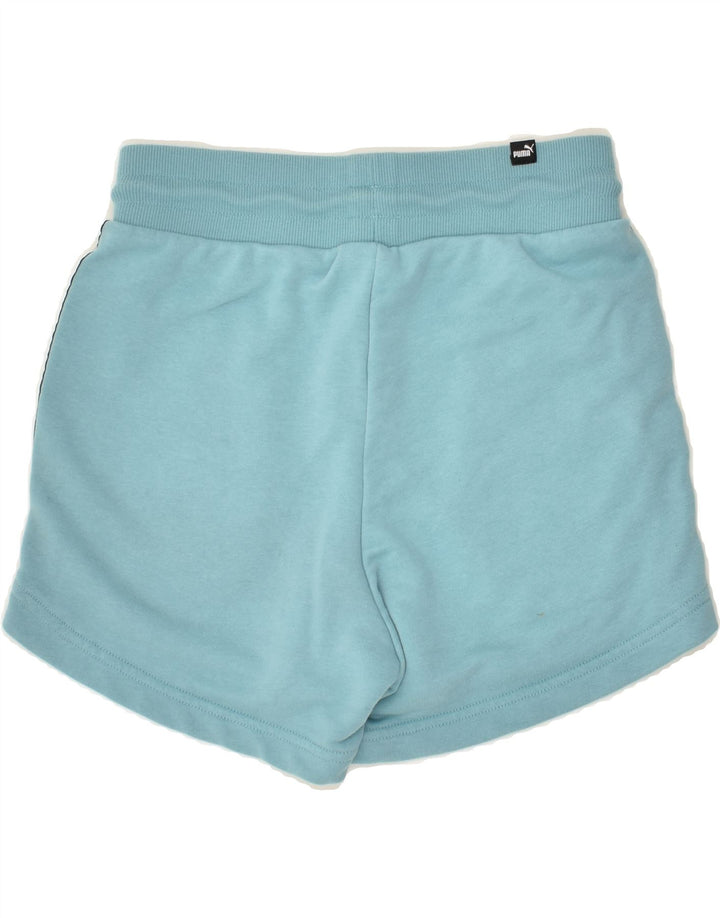 PUMA Womens Graphic Sport Shorts UK 4 XS Blue Cotton | Vintage Puma | Thrift | Second-Hand Puma | Used Clothing | Messina Hembry 