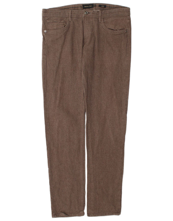 Massimo Dutti Herre Slim Casual Bukser EU 42 Large W32 L32 Brun Bomuld