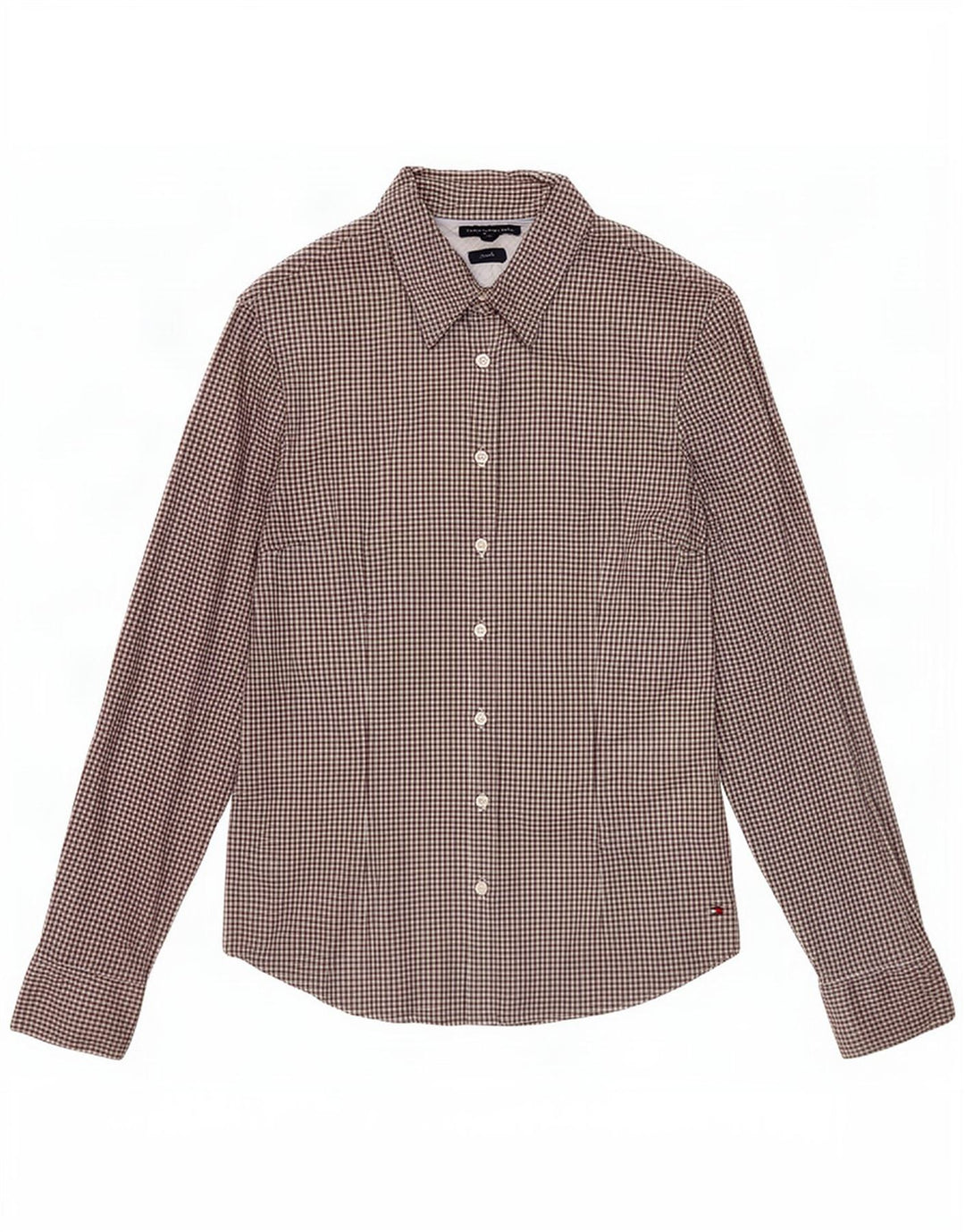 Tommy Hilfiger Dame Stretch Shirt US 10 Large Black Gingham Cotton