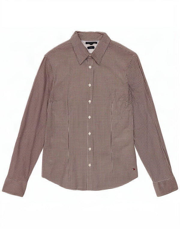 Tommy Hilfiger Dame Stretch Shirt US 10 Large Black Gingham Cotton