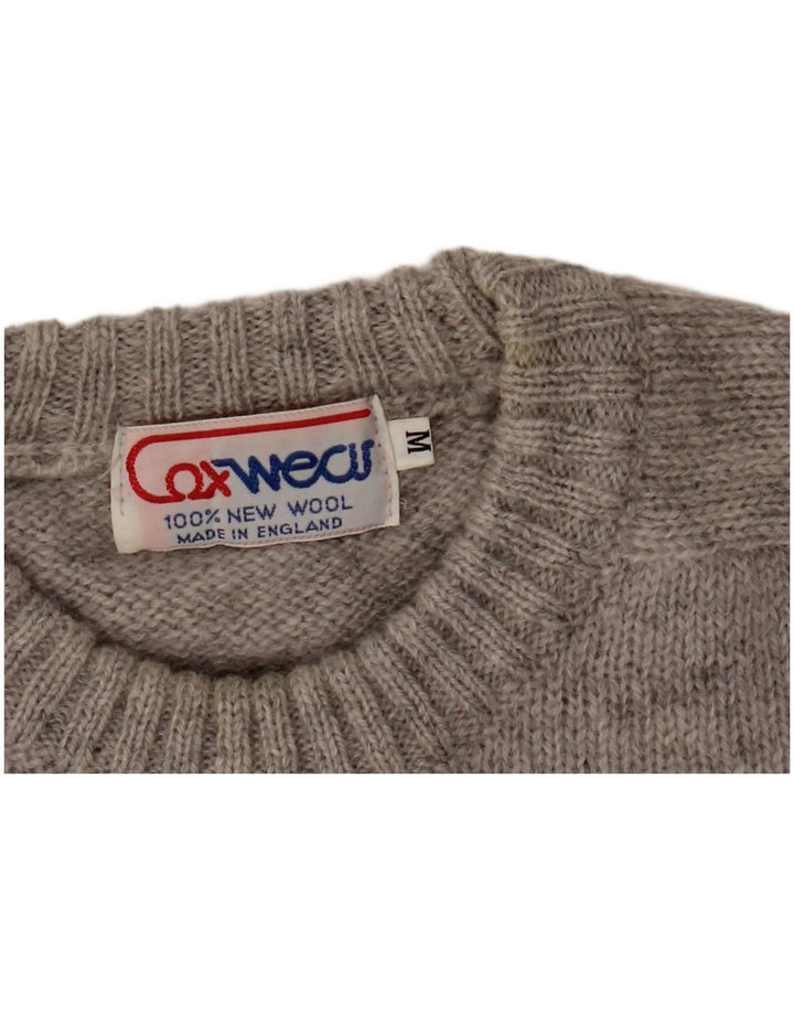 Vintage herre sweater med rund hals, medium grå uld