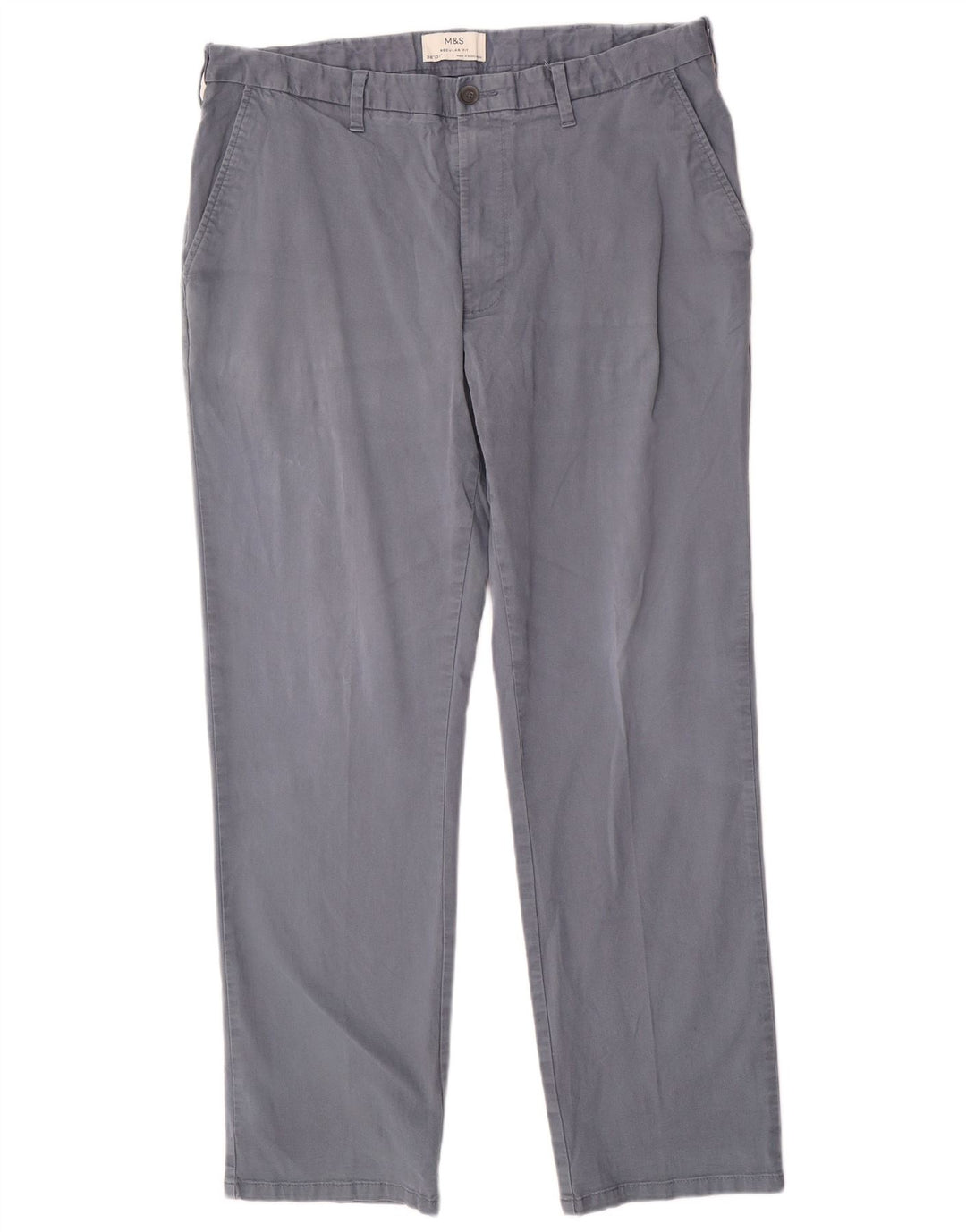 Marks & Spencer Herre Regular Fit Chinobukser W38 L31 Blå bomuld