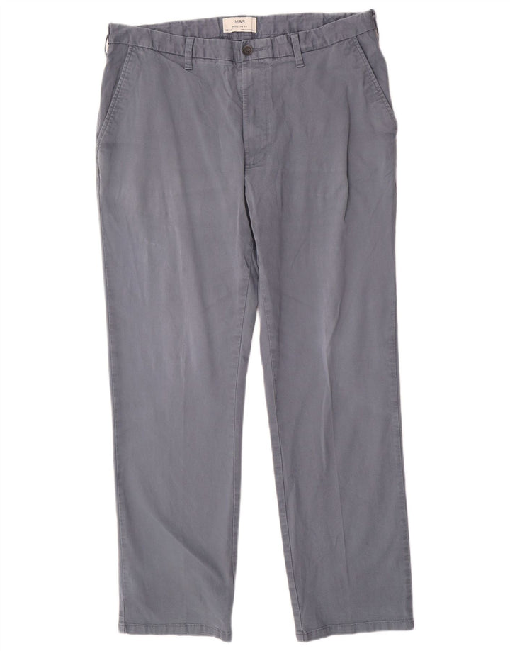 Marks & Spencer Herre Regular Fit Chinobukser W38 L31 Blå bomuld