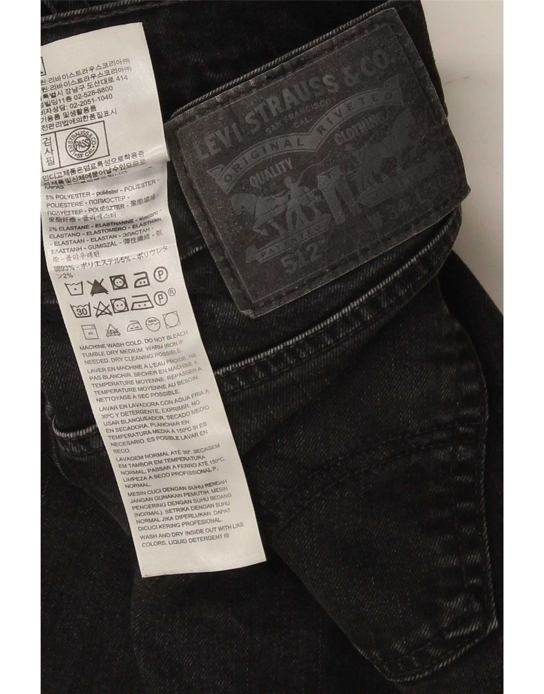 Levi's Herre 512 Slim Tapered Jeans W34 L30 Sort Bomuld