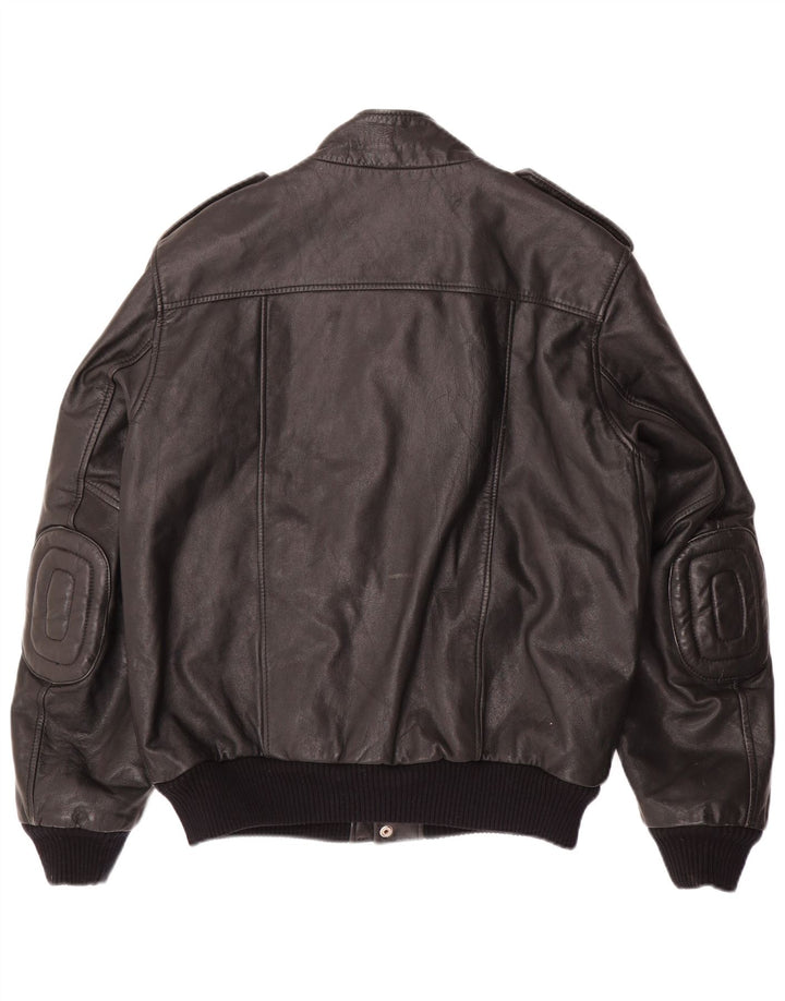 VINTAGE Military Læderjakke til mænd IT 54 2XL Sort Læder