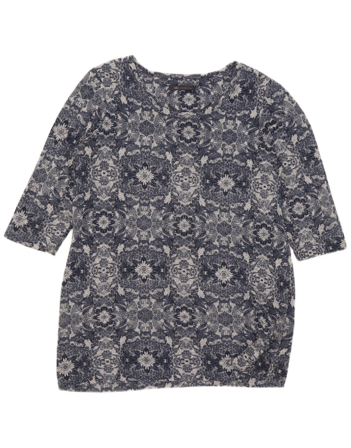 Marks & Spencer Dame Top 3/4 ærmer UK 16 Large Blue Floral Polyester