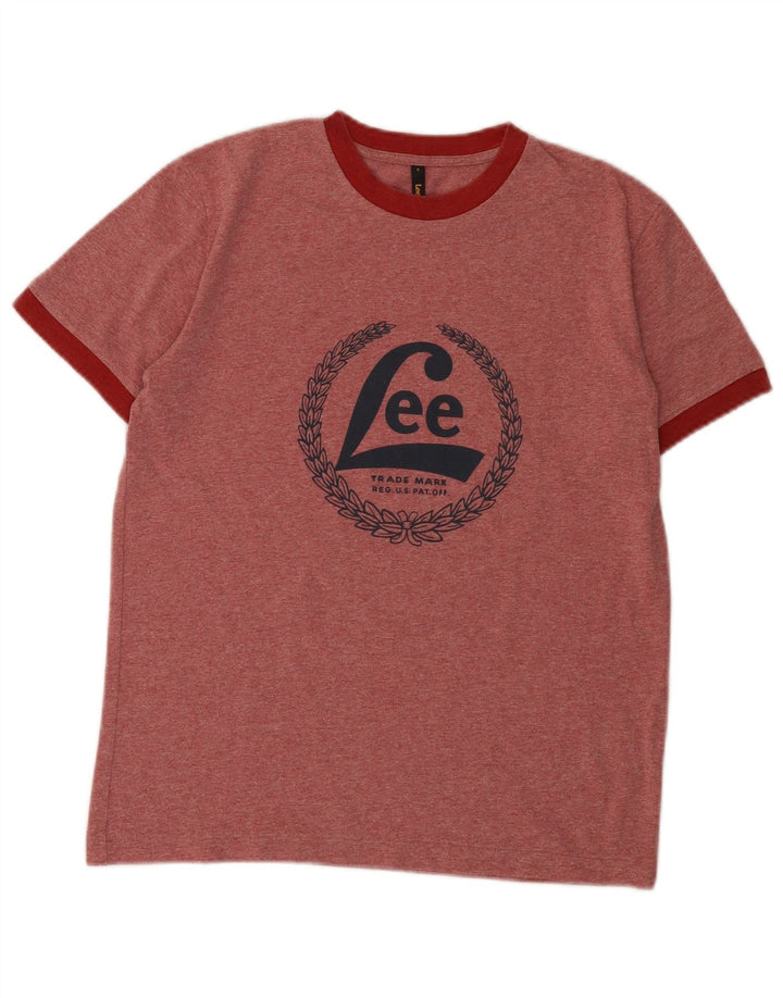 Lee Herre grafisk T-shirt top lille rød flækket bomuld