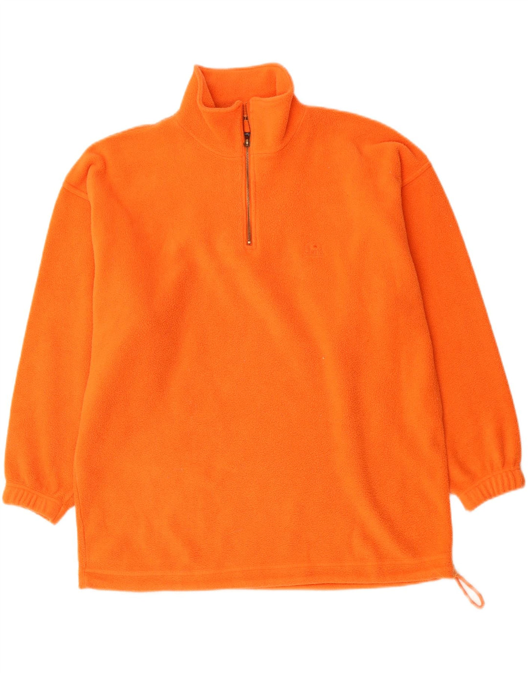 VINTAGE Mens Zip Neck Fleece Jumper XL Orange
