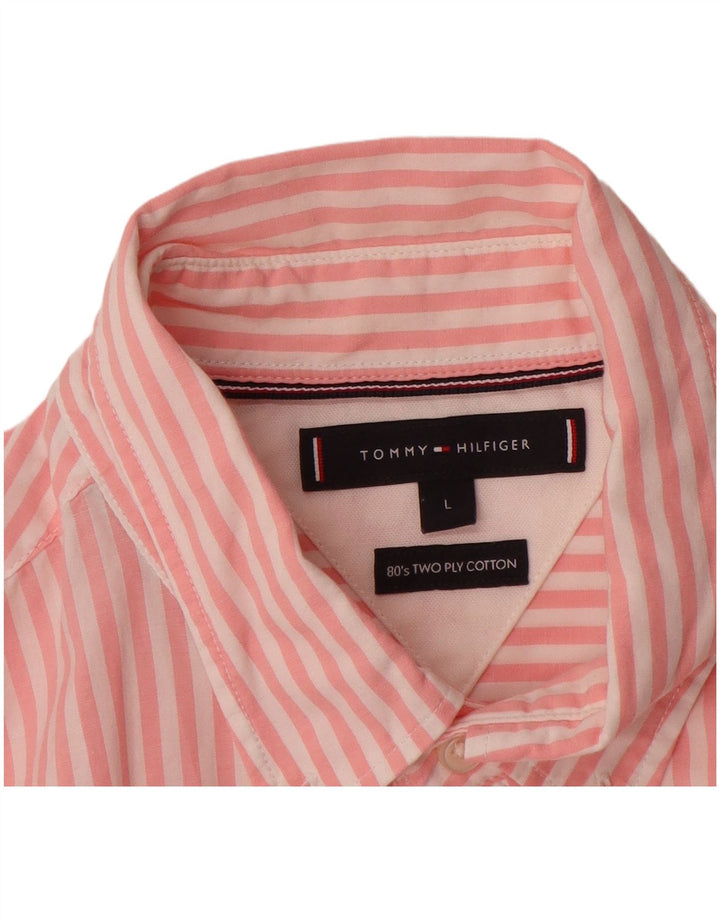 Tommy Hilfiger Herreskjorte Stor Pink Nålestribet Bomuld
