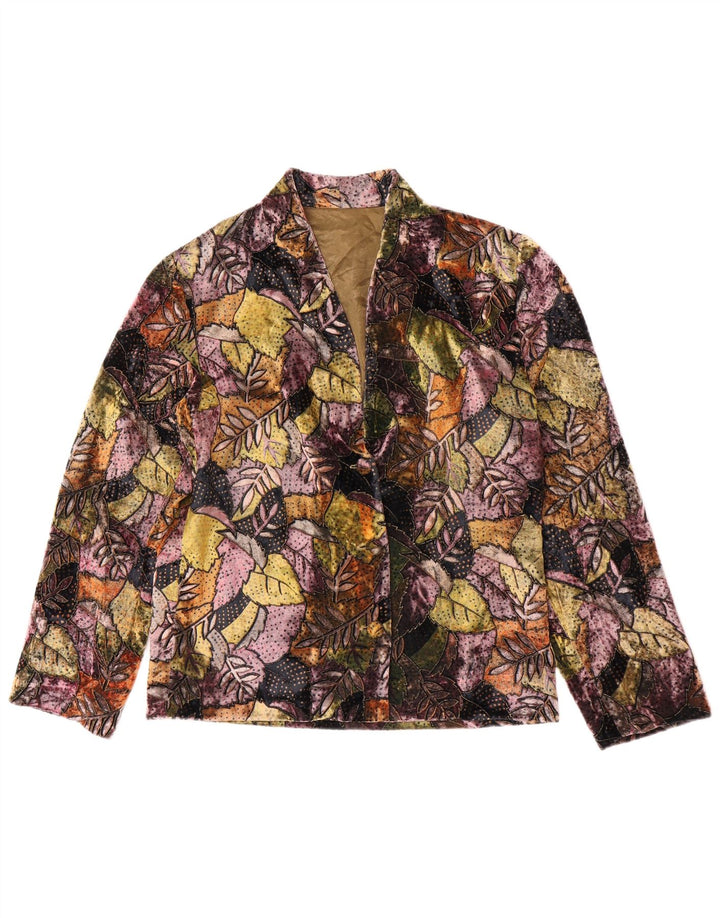 Vintage dame 3-knaps blazerjakke UK 14 Medium Multicolored Floral