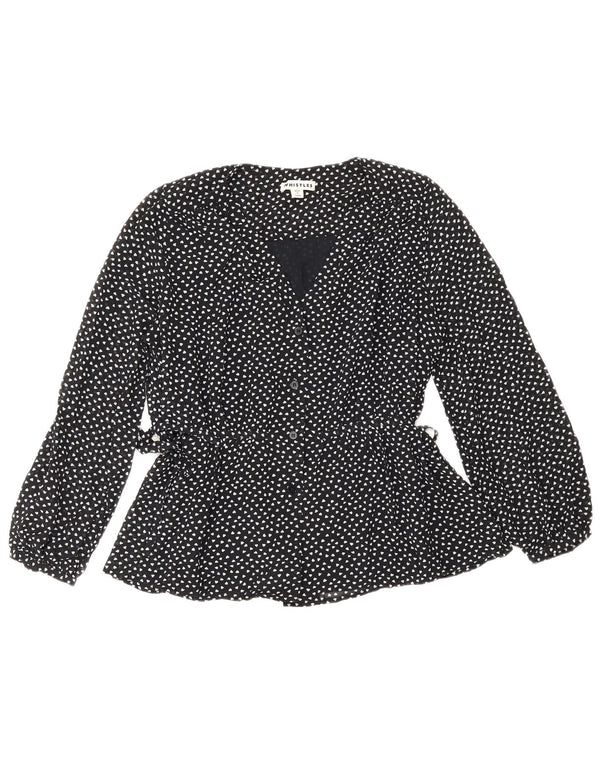Whistles Womens Shirt Bluse UK 10 Small Black Spotted Polyester Heart