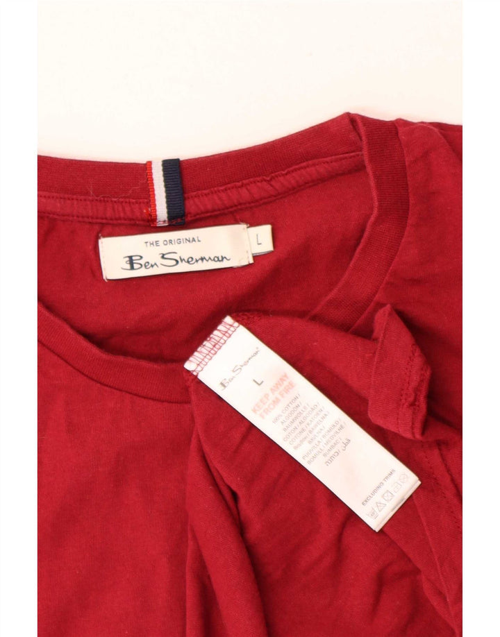 Ben Sherman Herre T-Shirt Top Stor Rød Bomuld