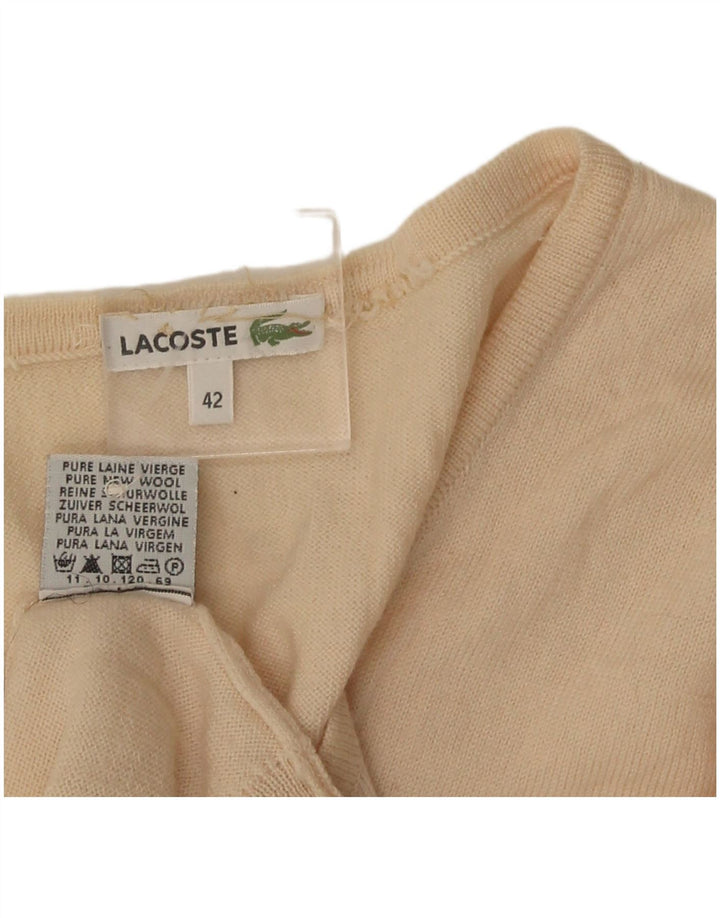 Lacoste Dame Cardigan Sweater Størrelse 42 Large Beige Ny Uld