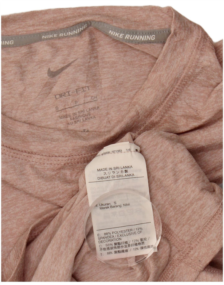 Nike Running Top Langærmet UK 10 Small Pink Flecked Polyester