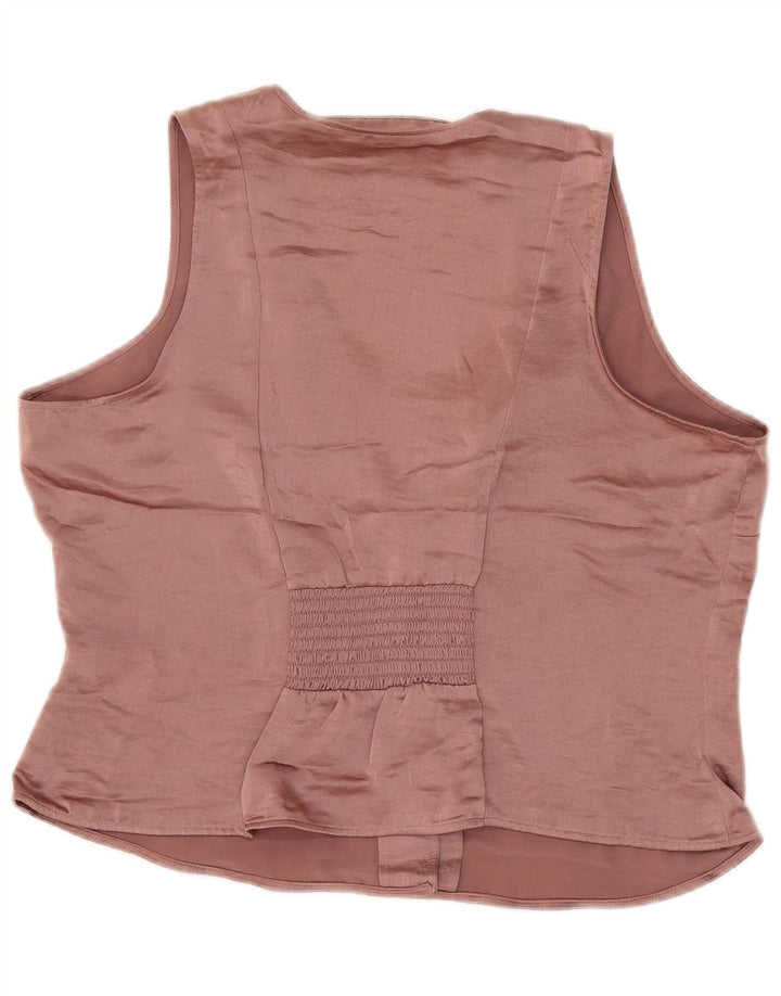 Marks & Spencer ærmeløs skjortebluse til kvinder UK 14 Large Pink Polyester
