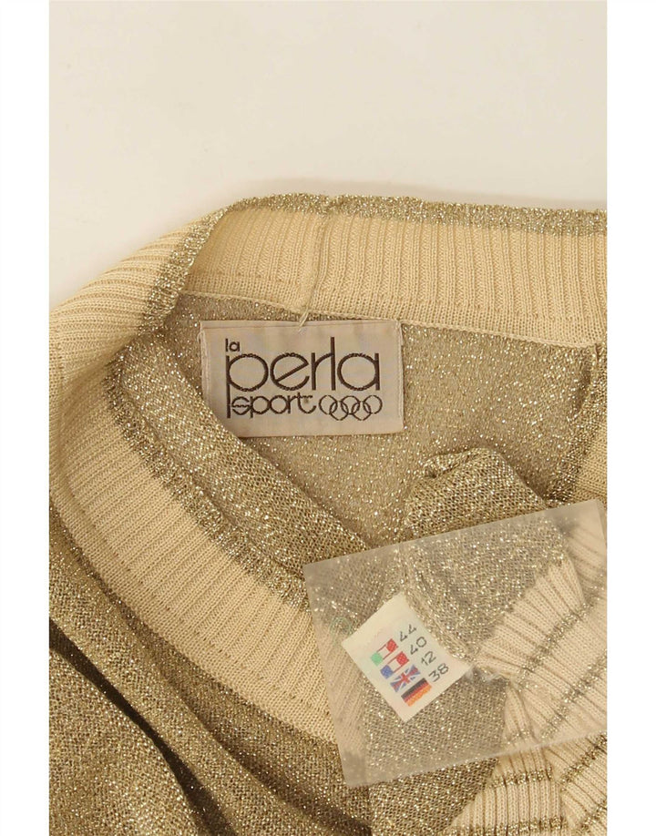 La Perla Dame Cardigan Sweater UK 12 Medium Gold Flecked