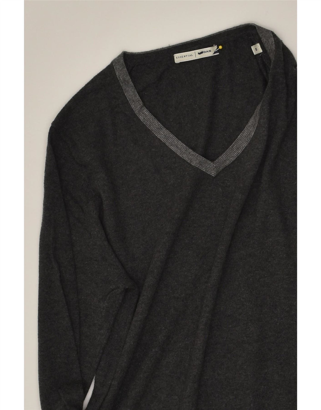 GAS Mens V-Neck Jumper Sweater Medium Grey Vintage Gas and Second-Hand Gas from Messina Hembry 
