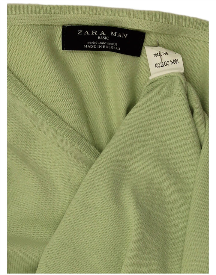 Zara Herre V-hals sweater Medium Grøn Bomuld
