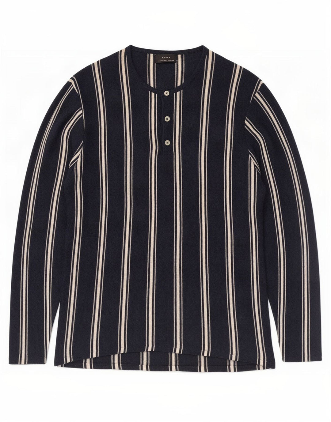Zara Herre Top Langærmet Medium Marineblå Stribet Ramie