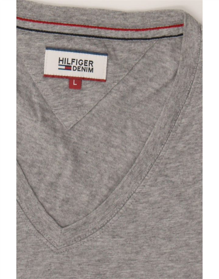 TOMMY HILFIGER Mens T-Shirt Top Large Grey Cotton Vintage Tommy Hilfiger and Second-Hand Tommy Hilfiger from Messina Hembry 