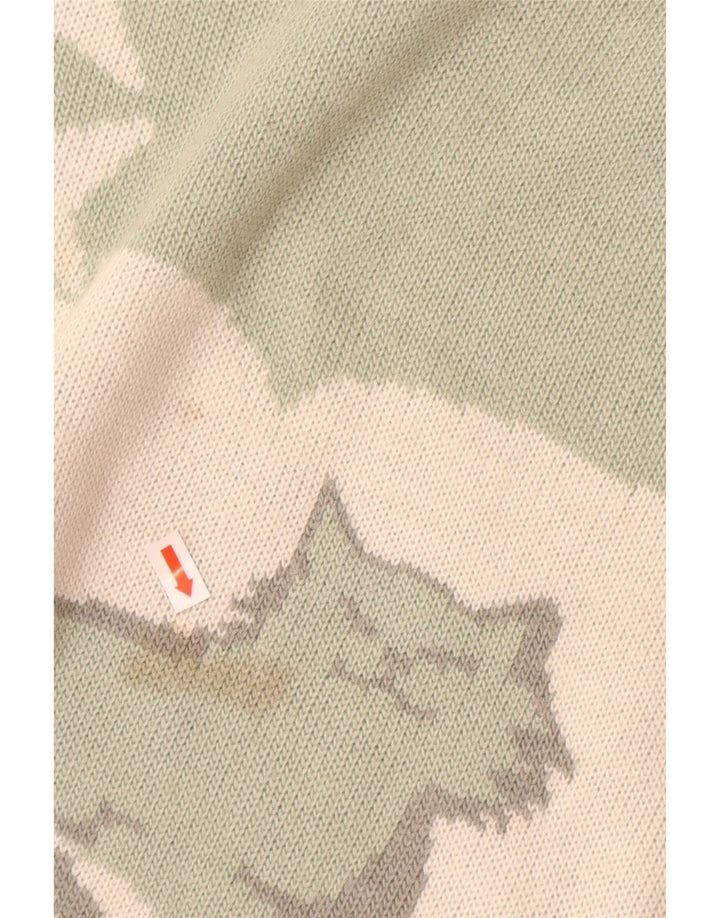 VINTAGE Dame Turtle Neck Jumper Sweater UK 16 Large Green Animal Print